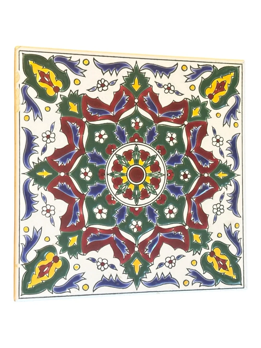 Decorative Ceramic Tile Wall Art Trio - Yellow, Navy, Multicolor- made in Greece
